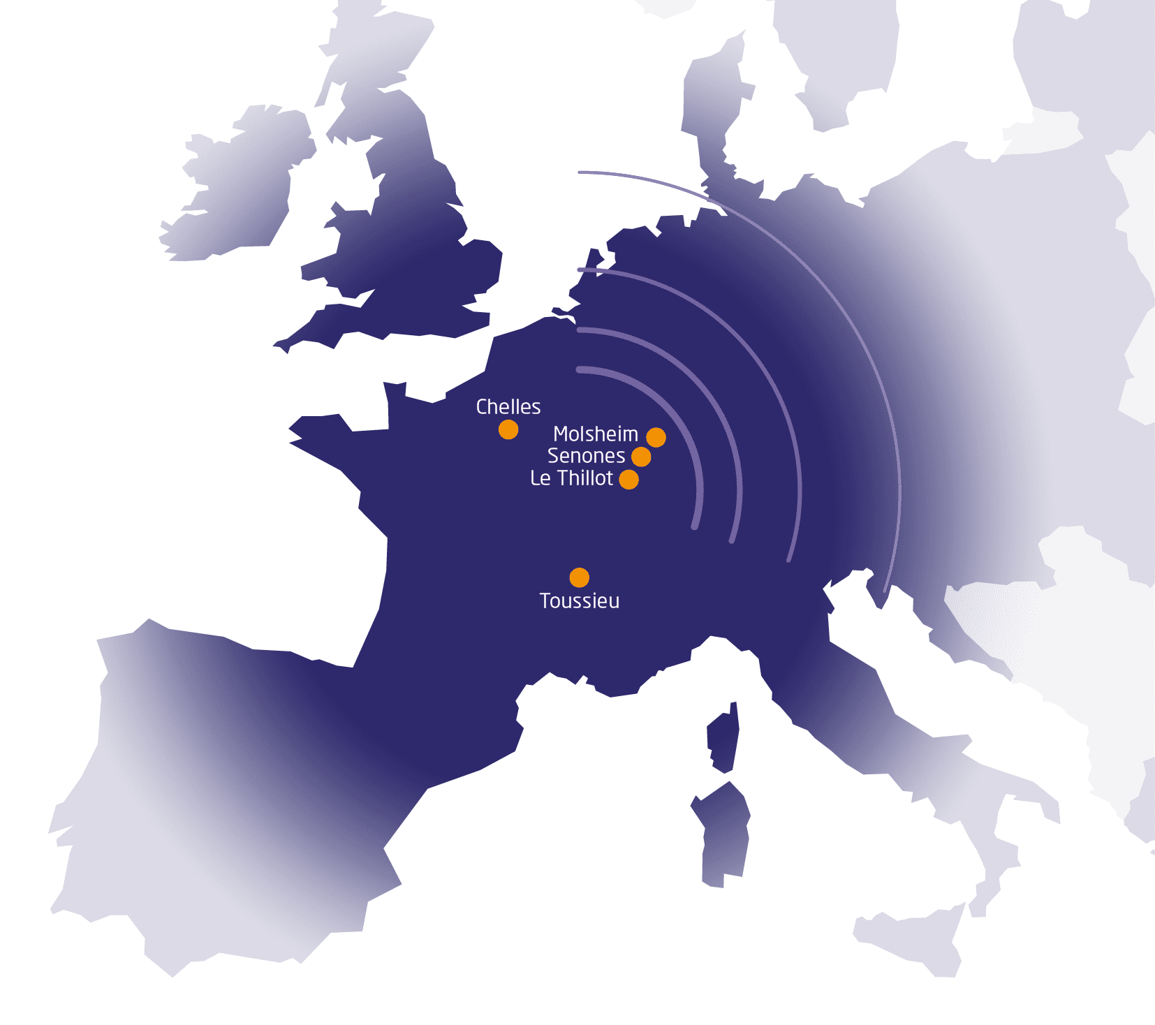 carte des sites de production du Groupe TMA